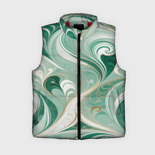 Женский жилет Светло-зеленый узор с завитками / 3D-Красный – фото 1