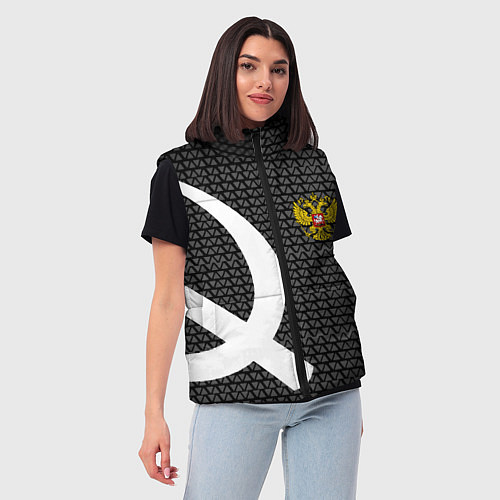 Женский жилет Россия паттерн ссср / 3D-Светло-серый – фото 3