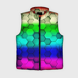 Женский жилет Неоновая абстракция соты, цвет: 3D-красный