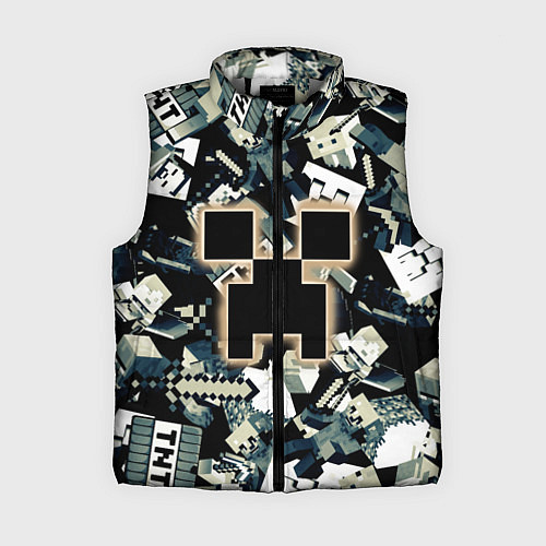 Женский жилет Логотип Minecraft и его персонажи / 3D-Светло-серый – фото 1