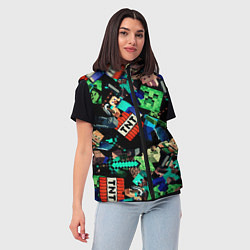 Женский жилет Главные герои из Майнкрафт, цвет: 3D-черный — фото 2