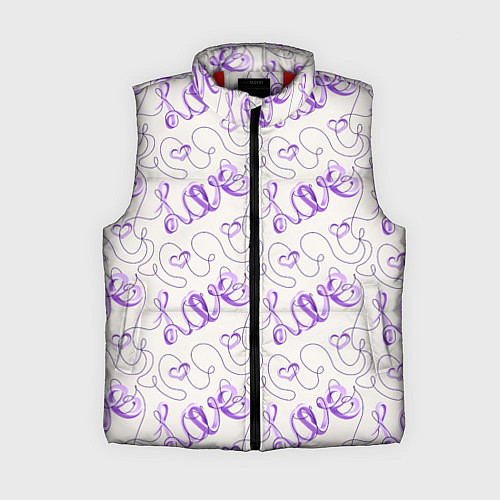 Женский жилет Паттерн с надписями Love и сердцами / 3D-Красный – фото 1