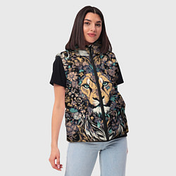 Женский жилет Лев с узорами и цветами, цвет: 3D-черный — фото 2