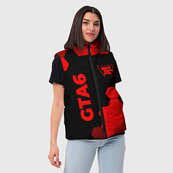Женский жилет GTA6 - red gradient вертикально, цвет: 3D-черный — фото 2