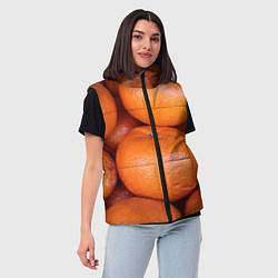 Женский жилет Много мандаринов и апельсинов - паттерн, цвет: 3D-черный — фото 2