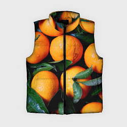 Женский жилет Гора мандаринов апельсинов и листьев на Новый год, цвет: 3D-черный