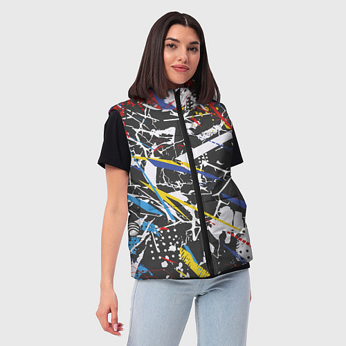 Женский жилет Дизайнерская абстракция / 3D-Светло-серый – фото 3