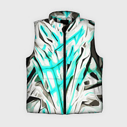 Женский жилет Чёрно-голубая агрессивная абстракция на белом фоне, цвет: 3D-черный