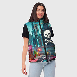 Женский жилет Minecraft district with skull - ai art fantasy, цвет: 3D-красный — фото 2