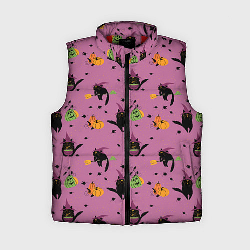 Женский жилет Хэллоуин и кот ведьмы / 3D-Красный – фото 1