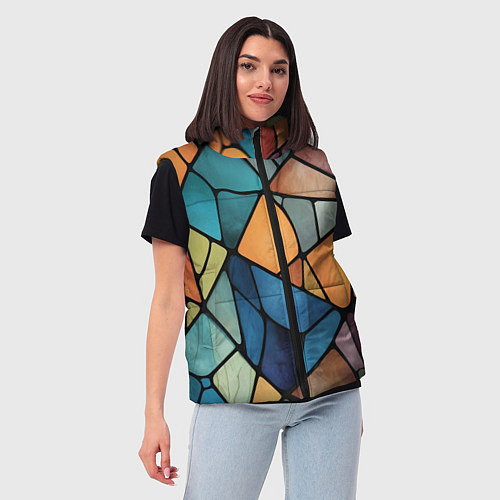 Женский жилет Мозаика цветное стекло / 3D-Светло-серый – фото 3