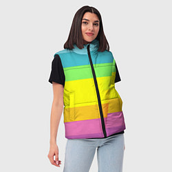 Женский жилет Разноцветные полосы, цвет: 3D-красный — фото 2