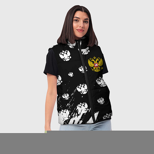 Женский жилет Герб РФ паттерн / 3D-Светло-серый – фото 3