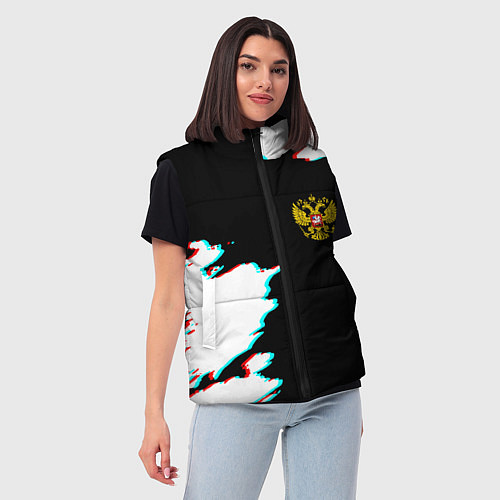 Женский жилет Герб глитч краски / 3D-Светло-серый – фото 3
