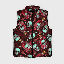 Женский жилет Череп в бутылке паттерн, цвет: 3D-черный