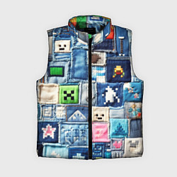Женский жилет Minecraft на пэчворк джинсах