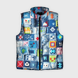 Женский жилет Minecraft значки на пэчворк, цвет: 3D-красный