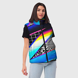 Женский жилет Neon stripes geometry, цвет: 3D-красный — фото 2