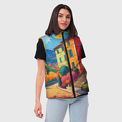 Женский жилет Живопись яркие домики фовизм, цвет: 3D-красный — фото 2
