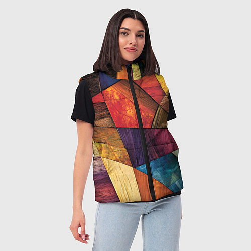 Женский жилет Мозайка геометрическая / 3D-Светло-серый – фото 3