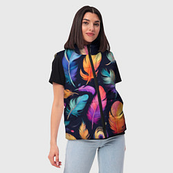 Женский жилет Разноцветные переливающиеся перья, цвет: 3D-светло-серый — фото 2