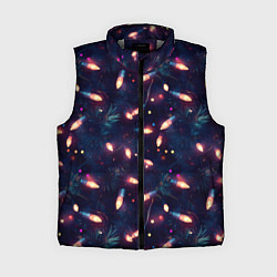 Женский жилет Паттерн новогодняя гирлянда, цвет: 3D-светло-серый