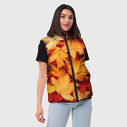 Женский жилет Осенние кленовые листья, цвет: 3D-черный — фото 2