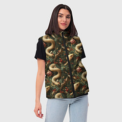 Женский жилет Паттерн со змеями и елкой, цвет: 3D-черный — фото 2