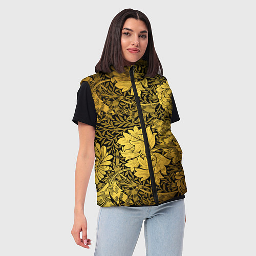 Женский жилет Золотые подсолнухи / 3D-Светло-серый – фото 3