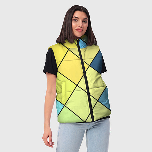 Женский жилет Геометрия линии клетка / 3D-Светло-серый – фото 3