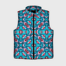 Женский жилет Калейдоскопический узор из голубых и красных штрих, цвет: 3D-черный