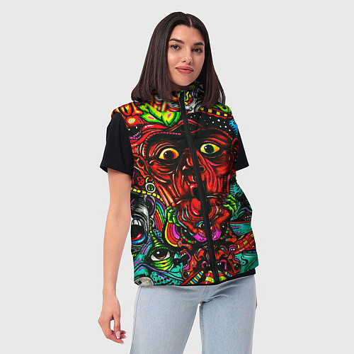 Женский жилет Мексиканский стиль психоделика / 3D-Светло-серый – фото 3