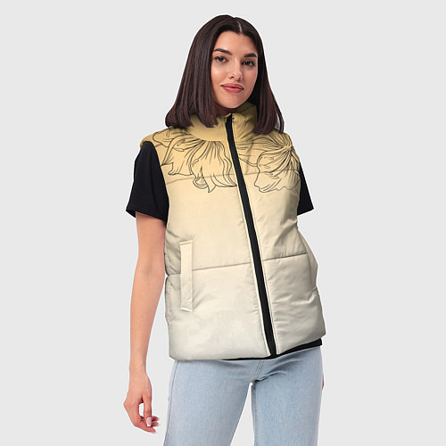 Женский жилет Градиент желтый с цветами / 3D-Светло-серый – фото 3