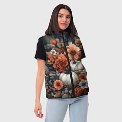 Женский жилет Белые тыква с цветами, цвет: 3D-светло-серый — фото 2