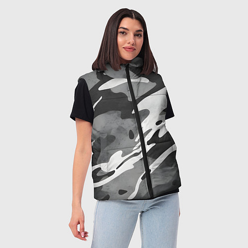 Женский жилет Черно белый камуфляж / 3D-Светло-серый – фото 3