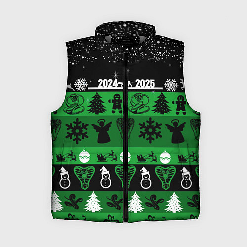 Женский жилет Новогодняя с оленями и змеями / 3D-Светло-серый – фото 1