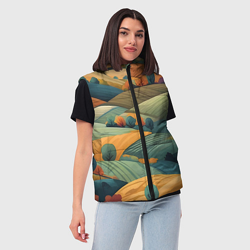 Женский жилет Луга поля / 3D-Светло-серый – фото 3