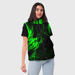 Женский жилет Зелёная энергия на чёрном фоне, цвет: 3D-красный — фото 2
