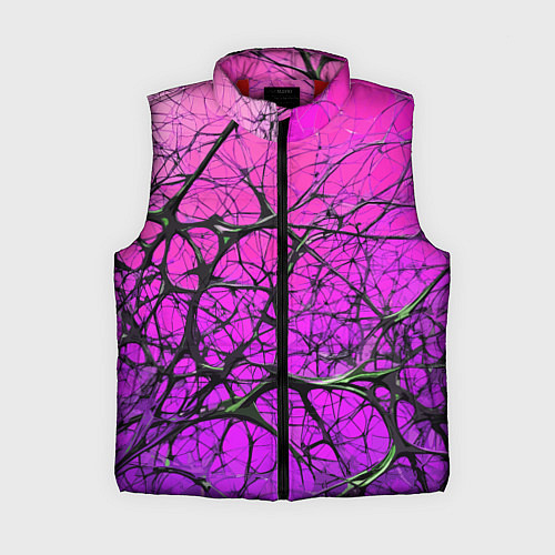 Женский жилет Чёрные волокна и фиолетовый градиент абстракция / 3D-Красный – фото 1