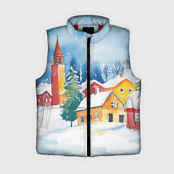 Женский жилет Новогодний праздничный город