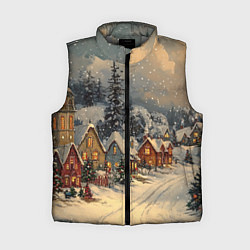 Женский жилет Новогодние зимние домики