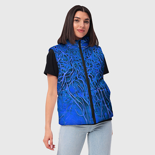 Женский жилет Синий симбионт абстракция / 3D-Светло-серый – фото 3