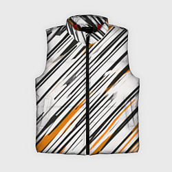 Женский жилет Диагональные чёрно-жёлтые полосы на белом фоне, цвет: 3D-красный