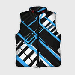 Женский жилет Сине-белые линии на чёрном фоне, цвет: 3D-красный