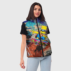 Женский жилет Bart Simpson on a skateboard - graffiti, цвет: 3D-черный — фото 2