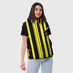 Женский жилет Толстые жёлтые полосы на чёрном фоне, цвет: 3D-красный — фото 2