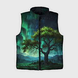 Женский жилет Северное сияние и дерево