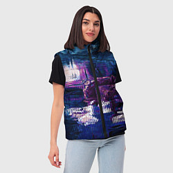 Женский жилет Глитч текстура - искаженное пространство, цвет: 3D-черный — фото 2