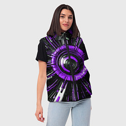 Женский жилет Чёрно-фиолетовая сфера киберпанк, цвет: 3D-красный — фото 2