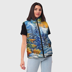 Женский жилет Новогодние елки в лесу масляные краски, цвет: 3D-светло-серый — фото 2